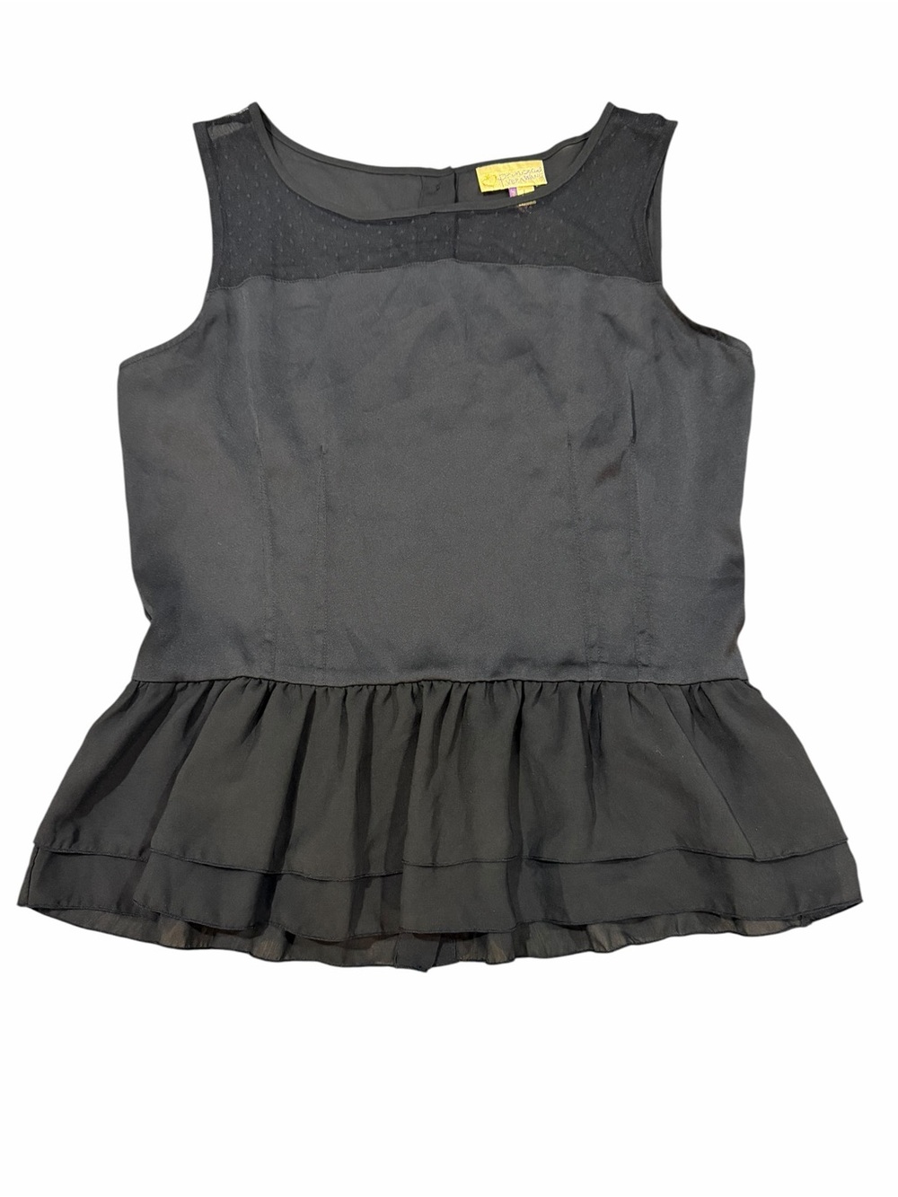 Princess Vera Wang Black‎ Ruffle Peplum Sleeveless Top Size Large